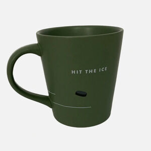 Indigo Mug Hit the Ice‎ Coffee Tea Hockey Green Ceramic EUC